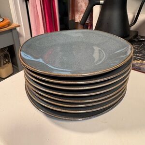 New Crate&Barrel Marin Slate Blue Salad Plates Set of 8